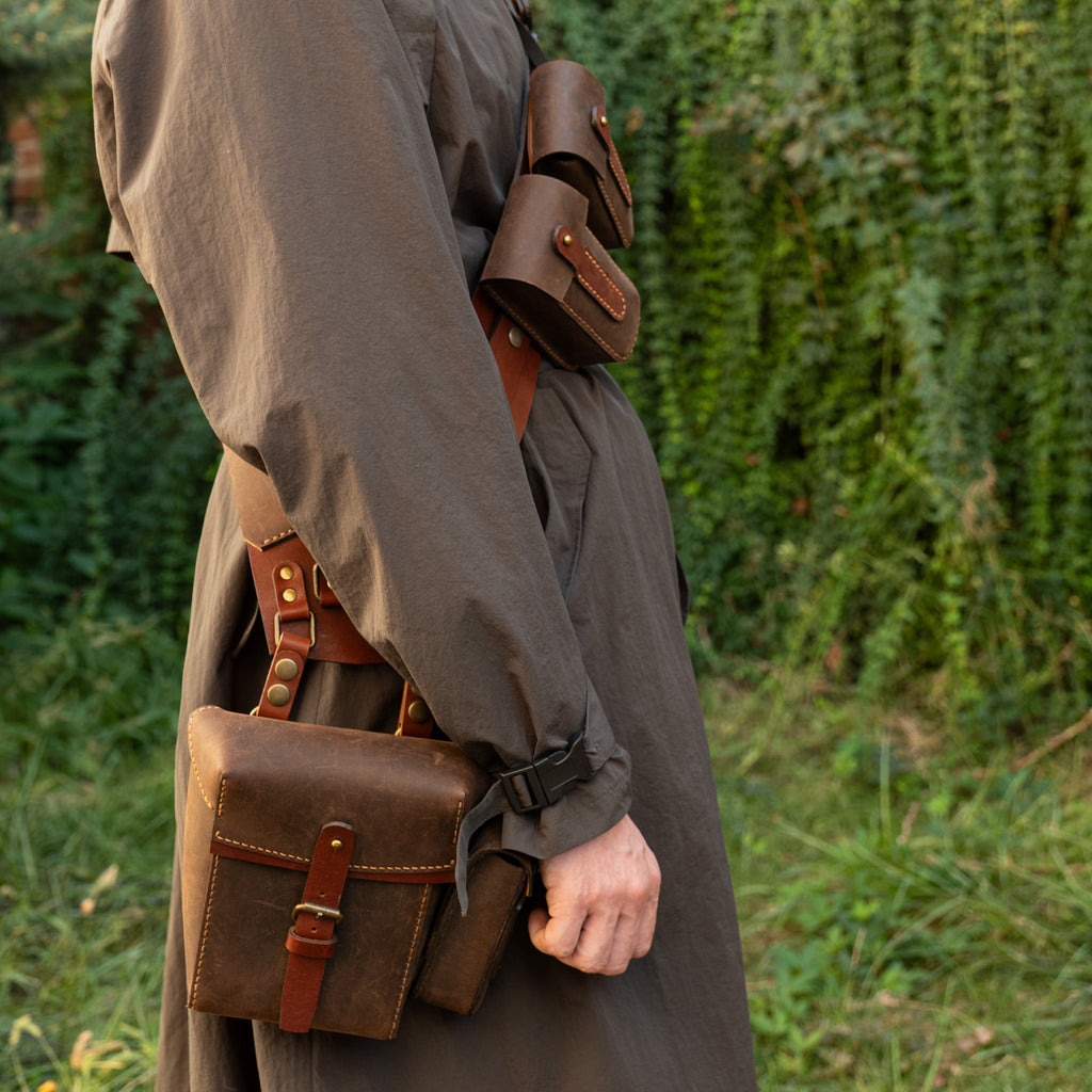 Steampunk Leather Bandolier Brown