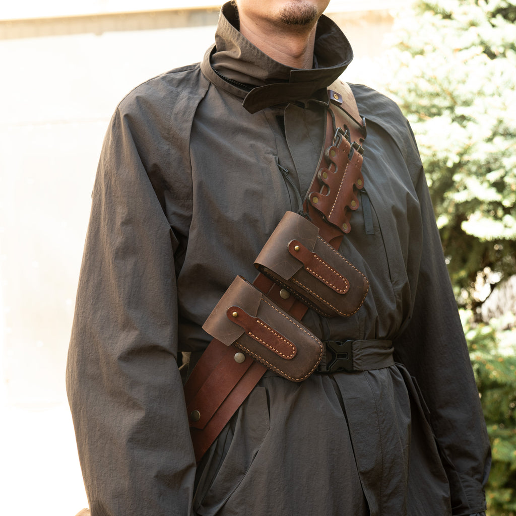 Steampunk Leather Bandolier Brown
