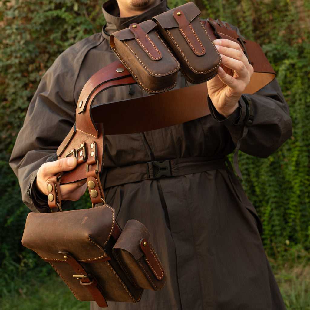Steampunk Leather Bandolier Brown