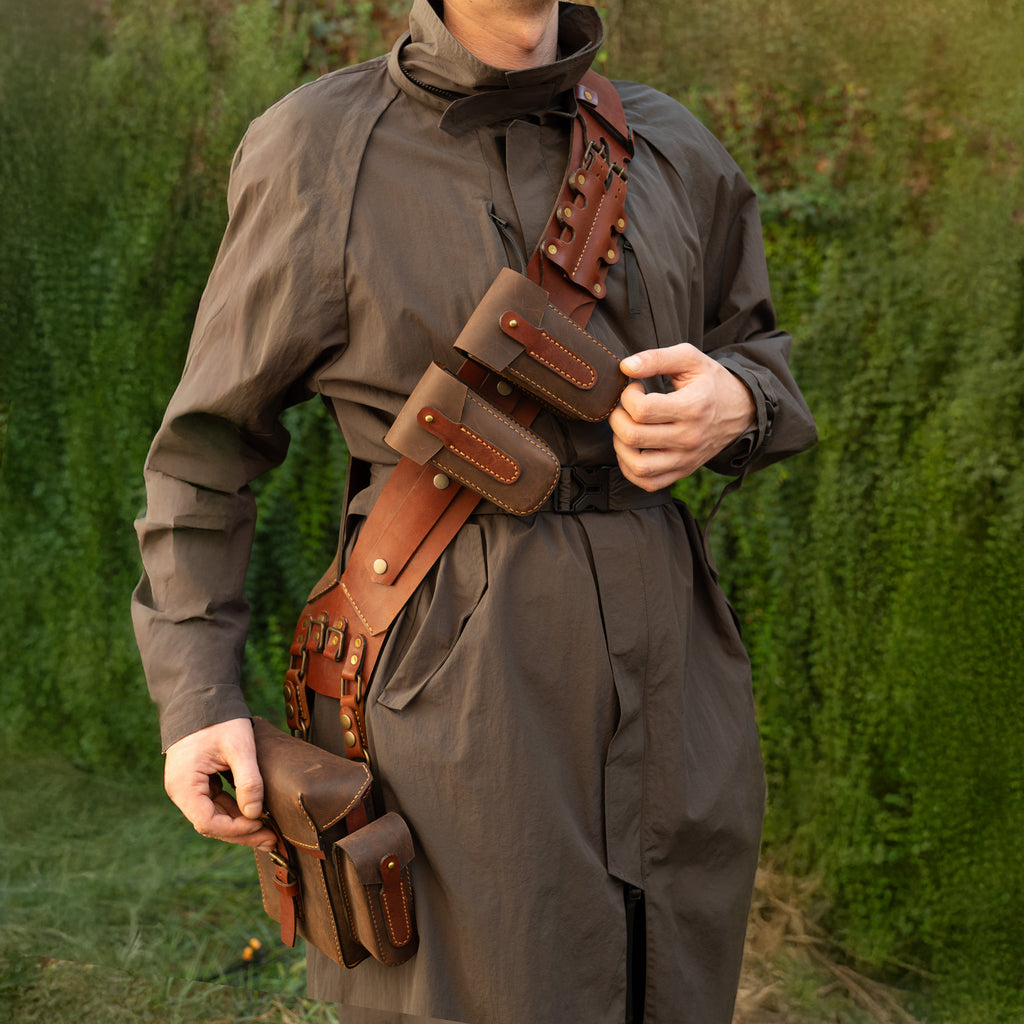 Steampunk Leather Bandolier Brown