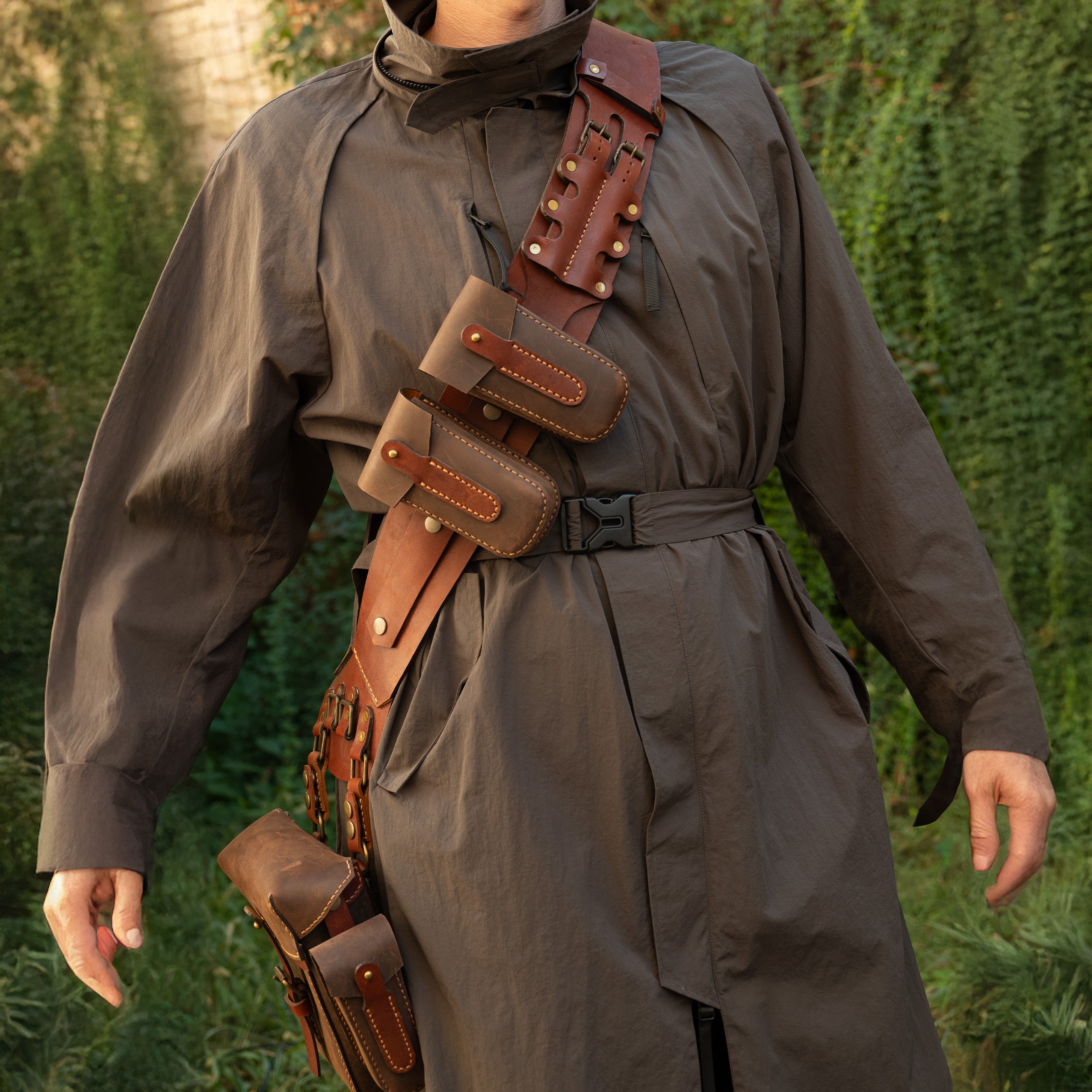 Steampunk Leather Bandolier Brown