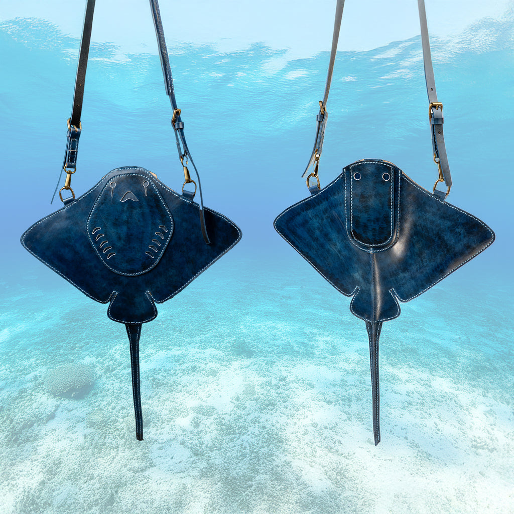 Hand-Painted Stingray Leather Crossbody Bag