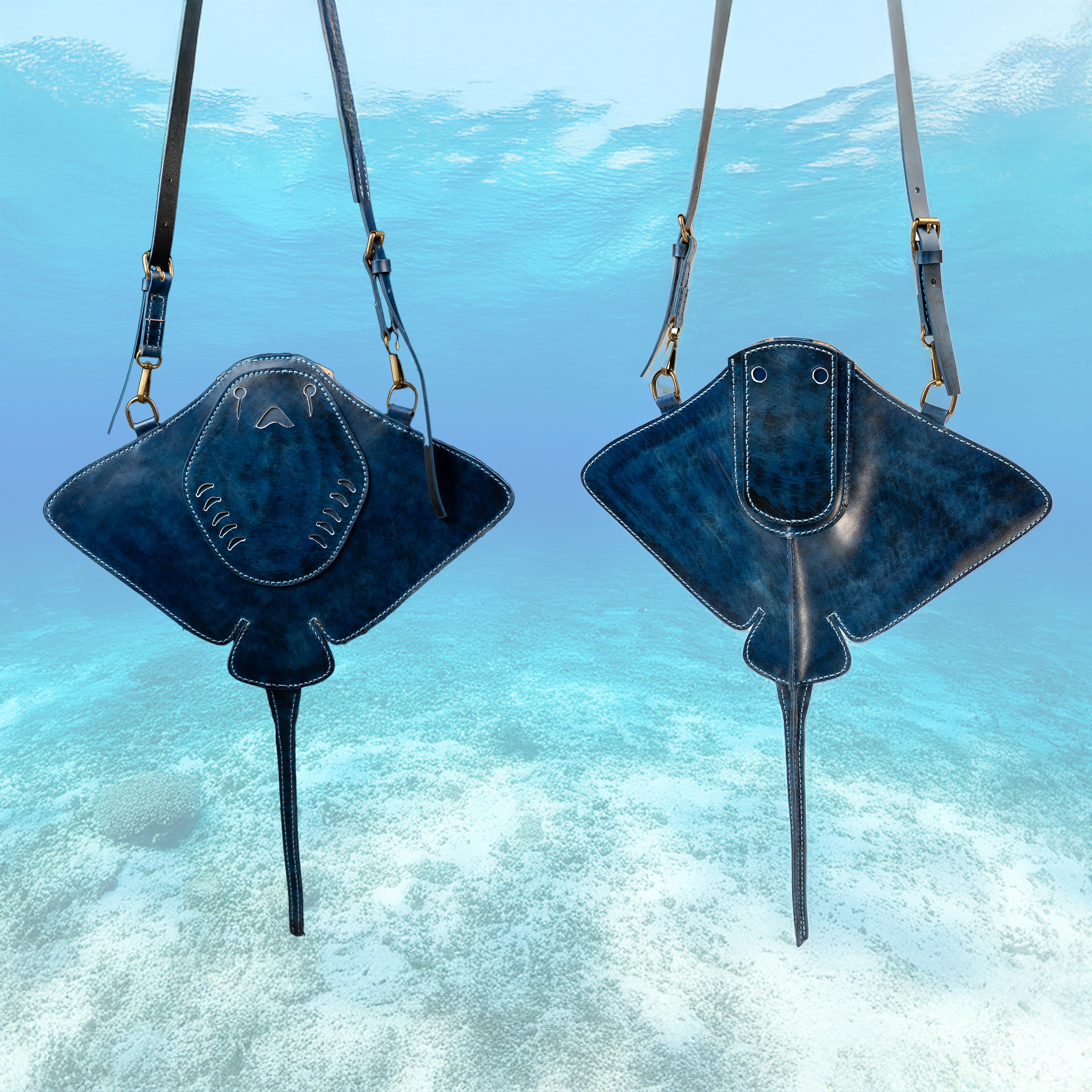Hand-Painted Stingray Leather Crossbody Bag