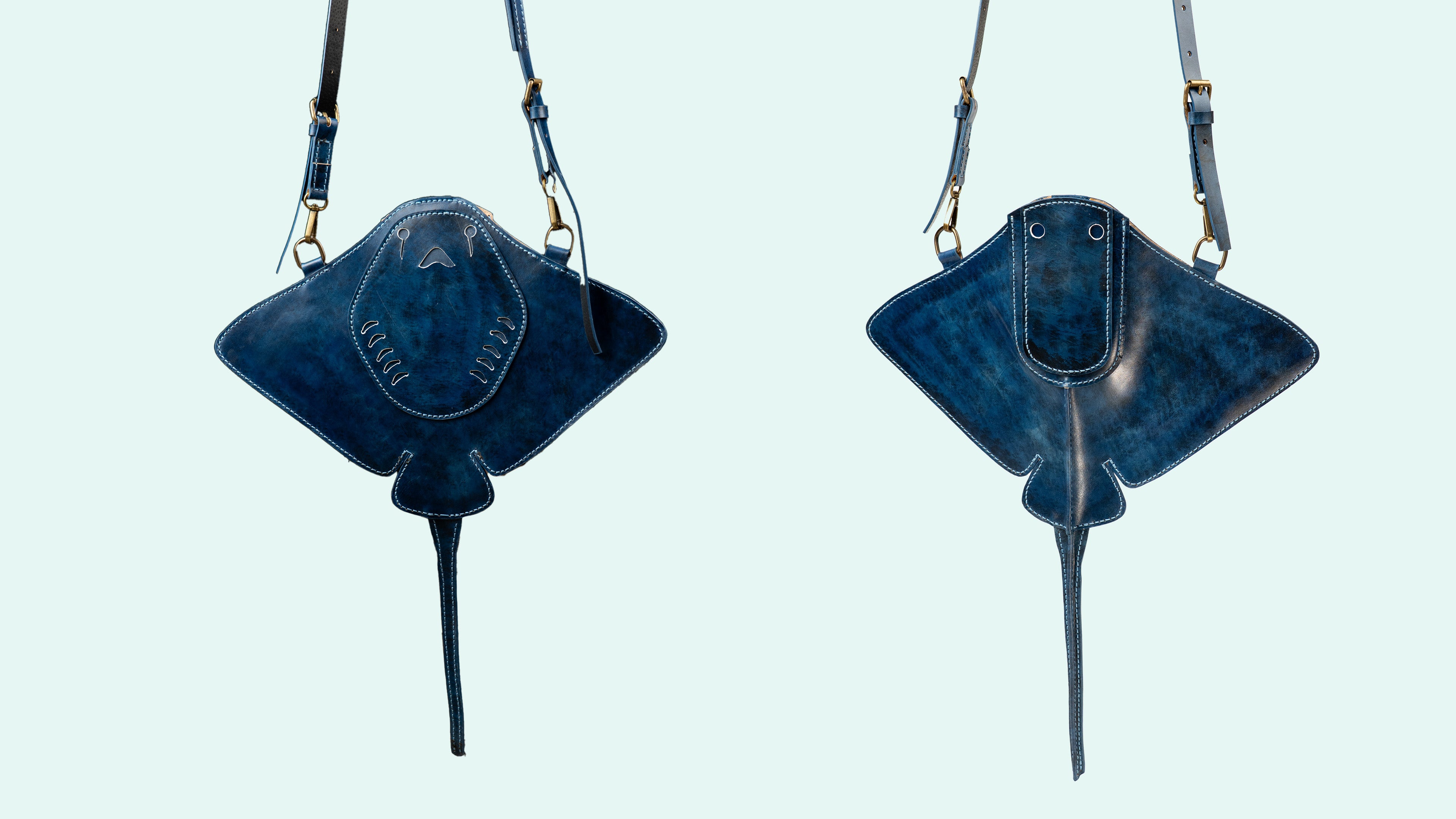 Hand-Painted Stingray Leather Crossbody Bag