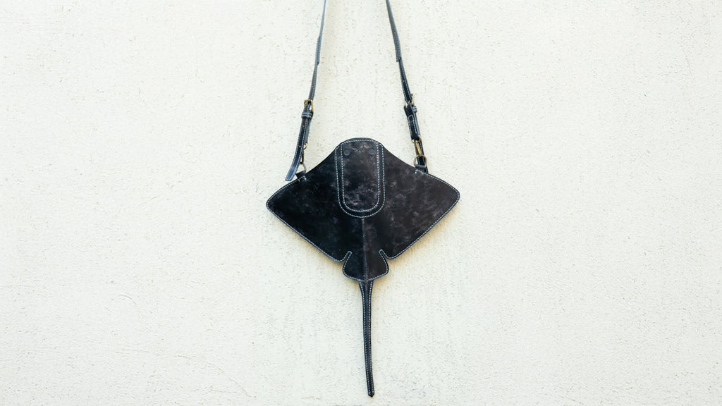 Hand-Painted Stingray Leather Crossbody Bag