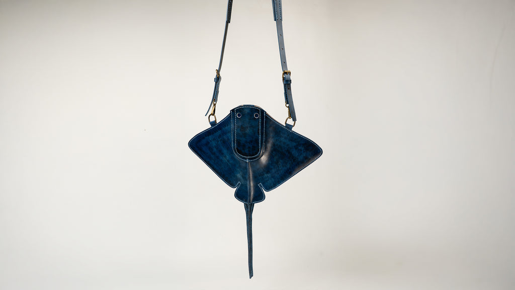 Hand-Painted Stingray Leather Crossbody Bag