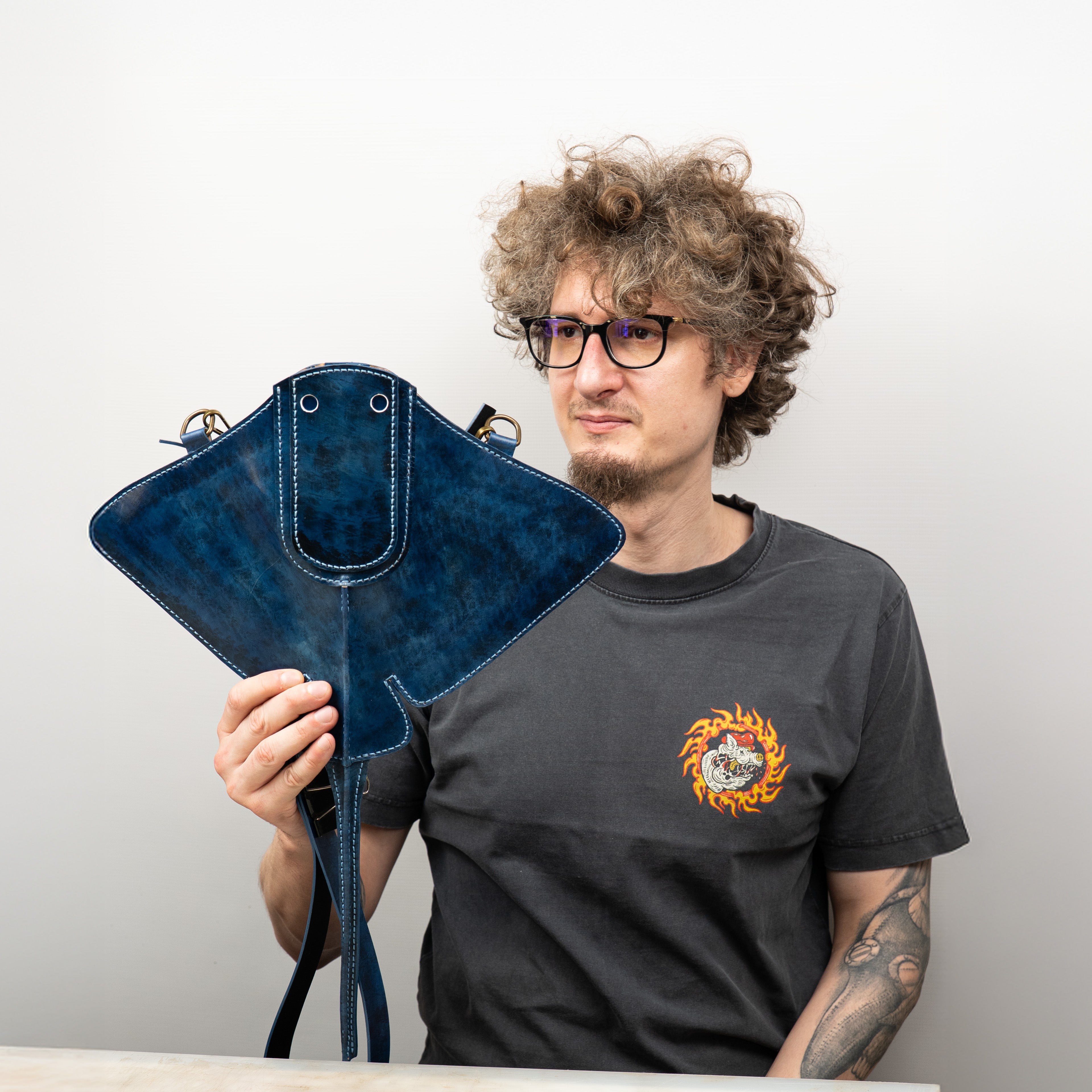Hand-Painted Stingray Leather Crossbody Bag
