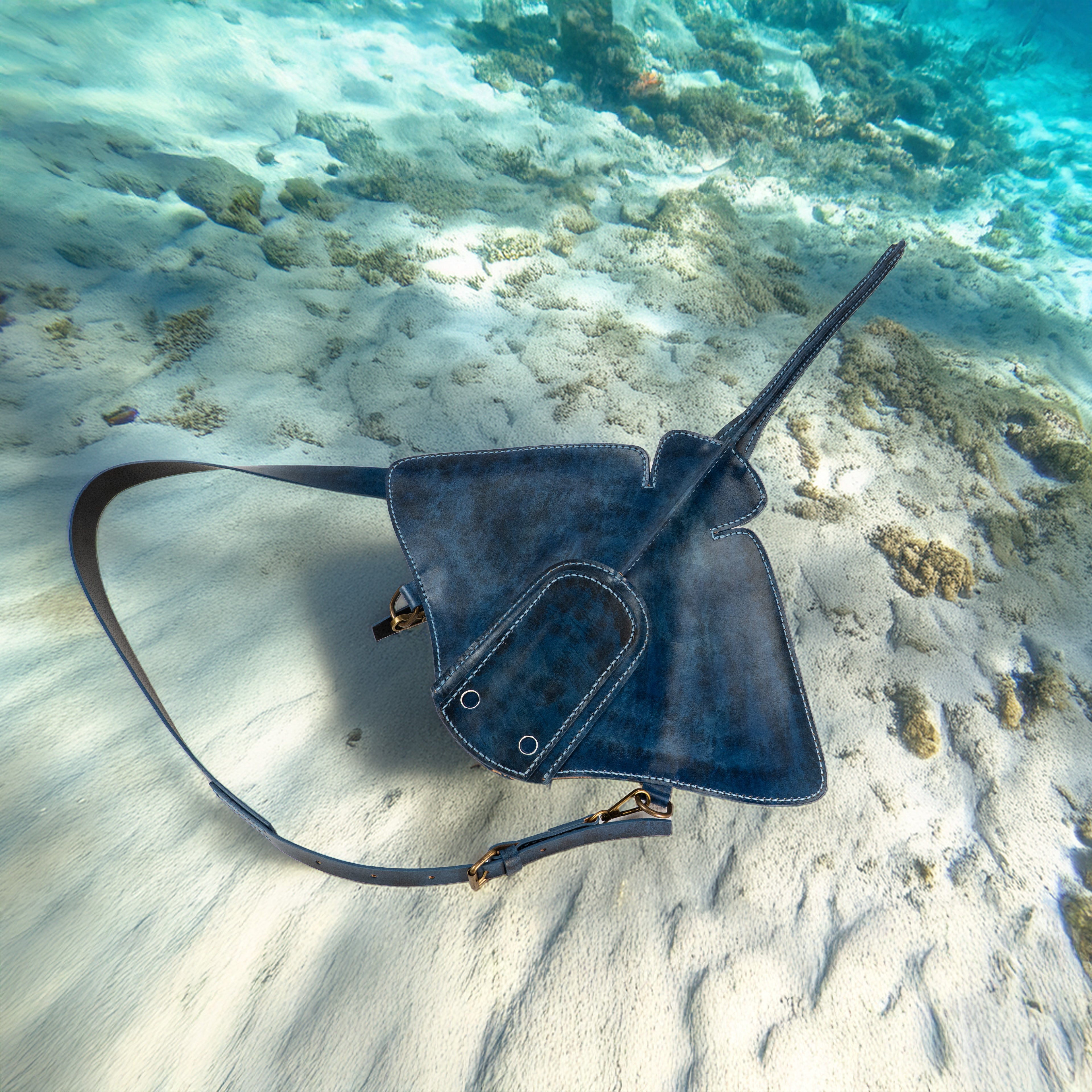 Hand-Painted Stingray Leather Crossbody Bag