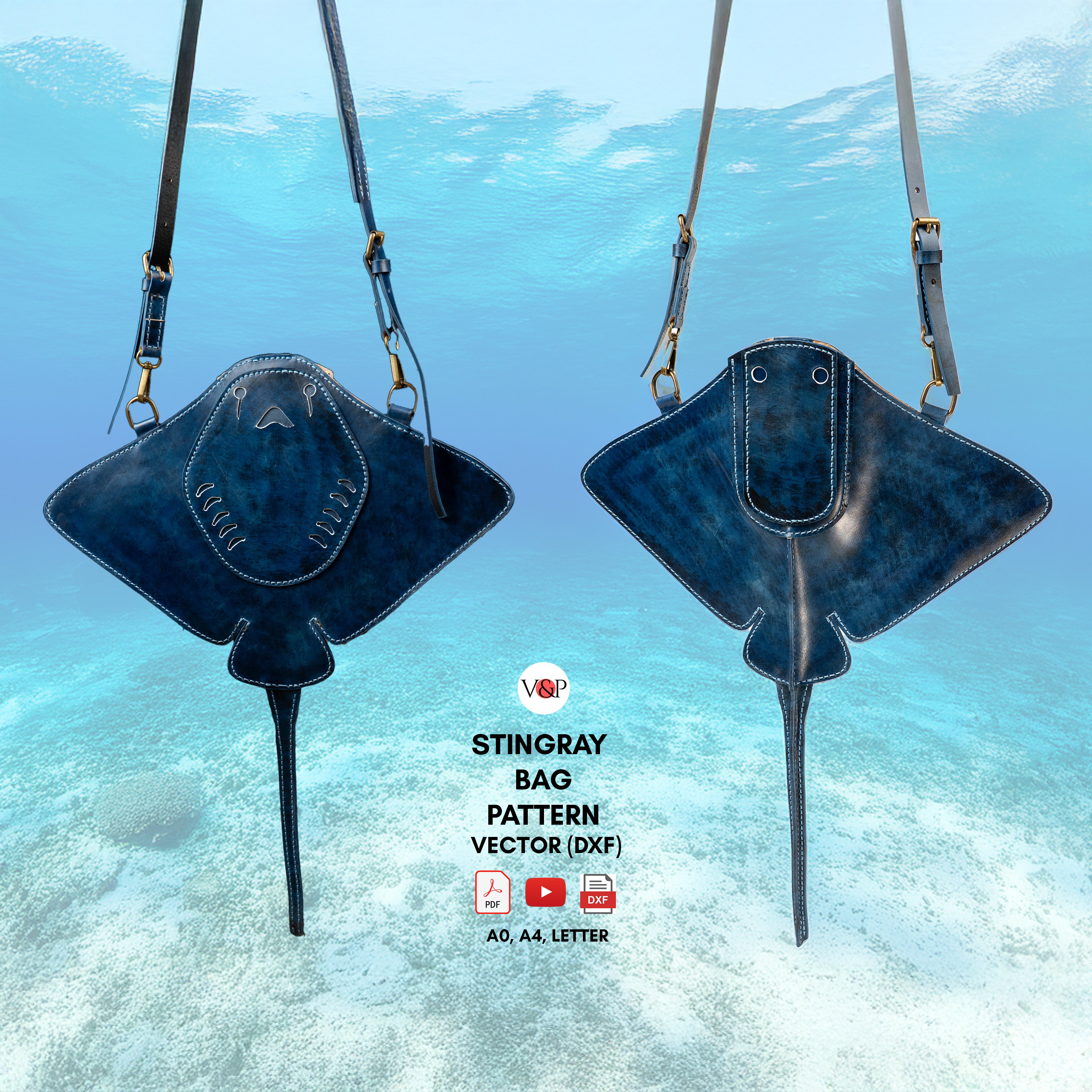 Hand-Painted Stingray Leather Crossbody Bag