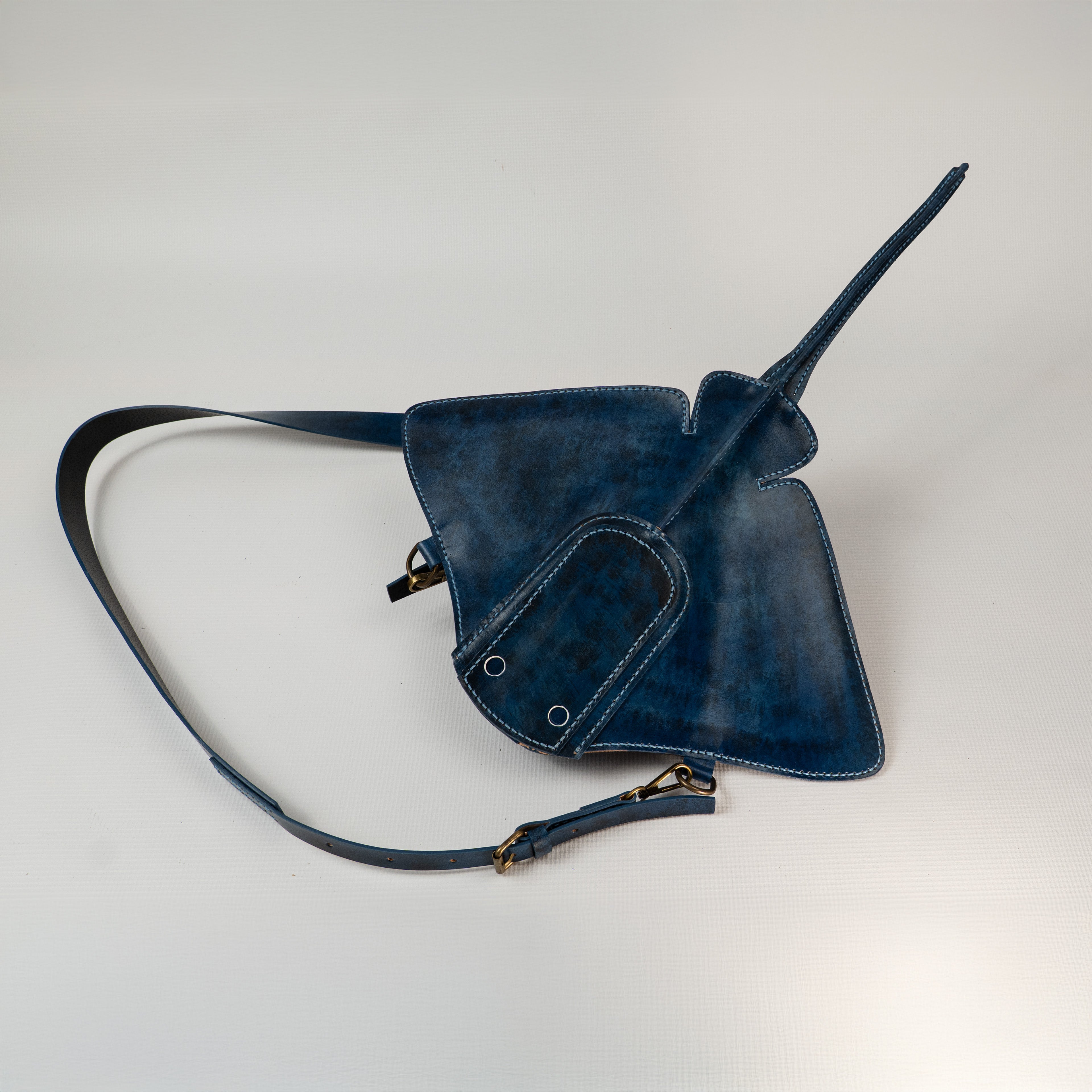 Hand-Painted Stingray Leather Crossbody Bag