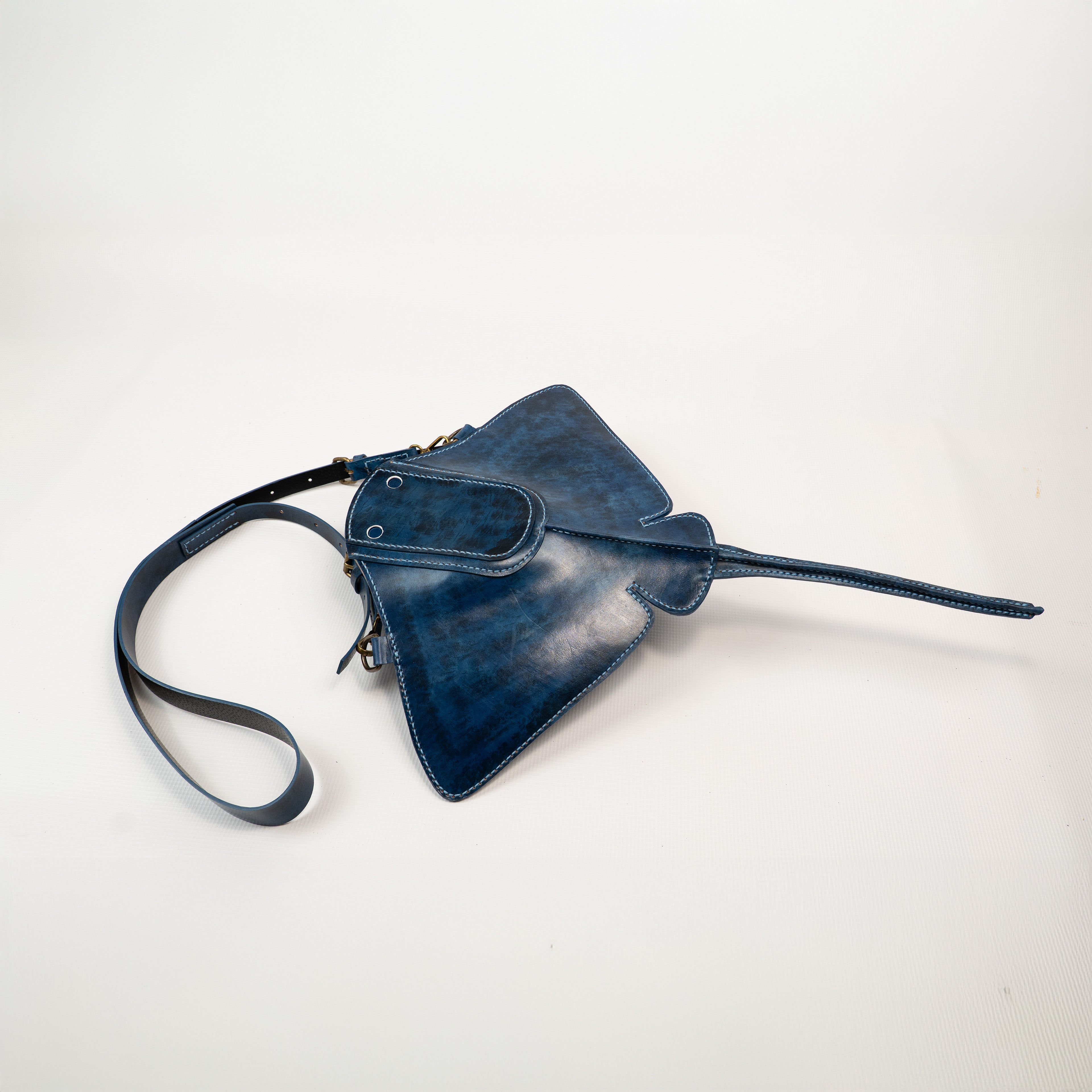 Hand-Painted Stingray Leather Crossbody Bag