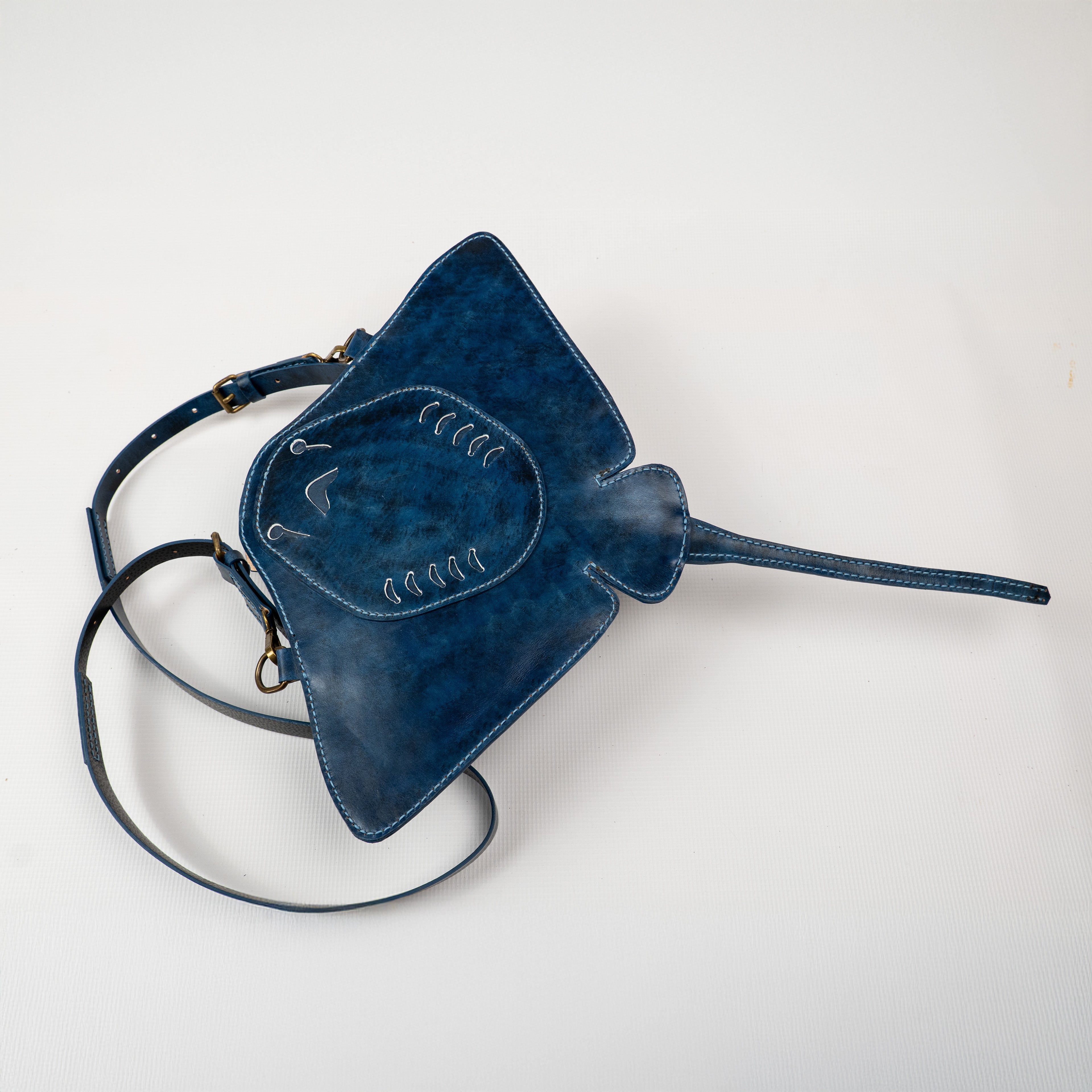 Hand-Painted Stingray Leather Crossbody Bag