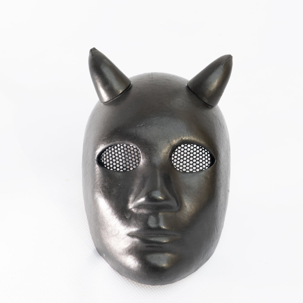 Lilith Black Leather Demon Mask with Horns