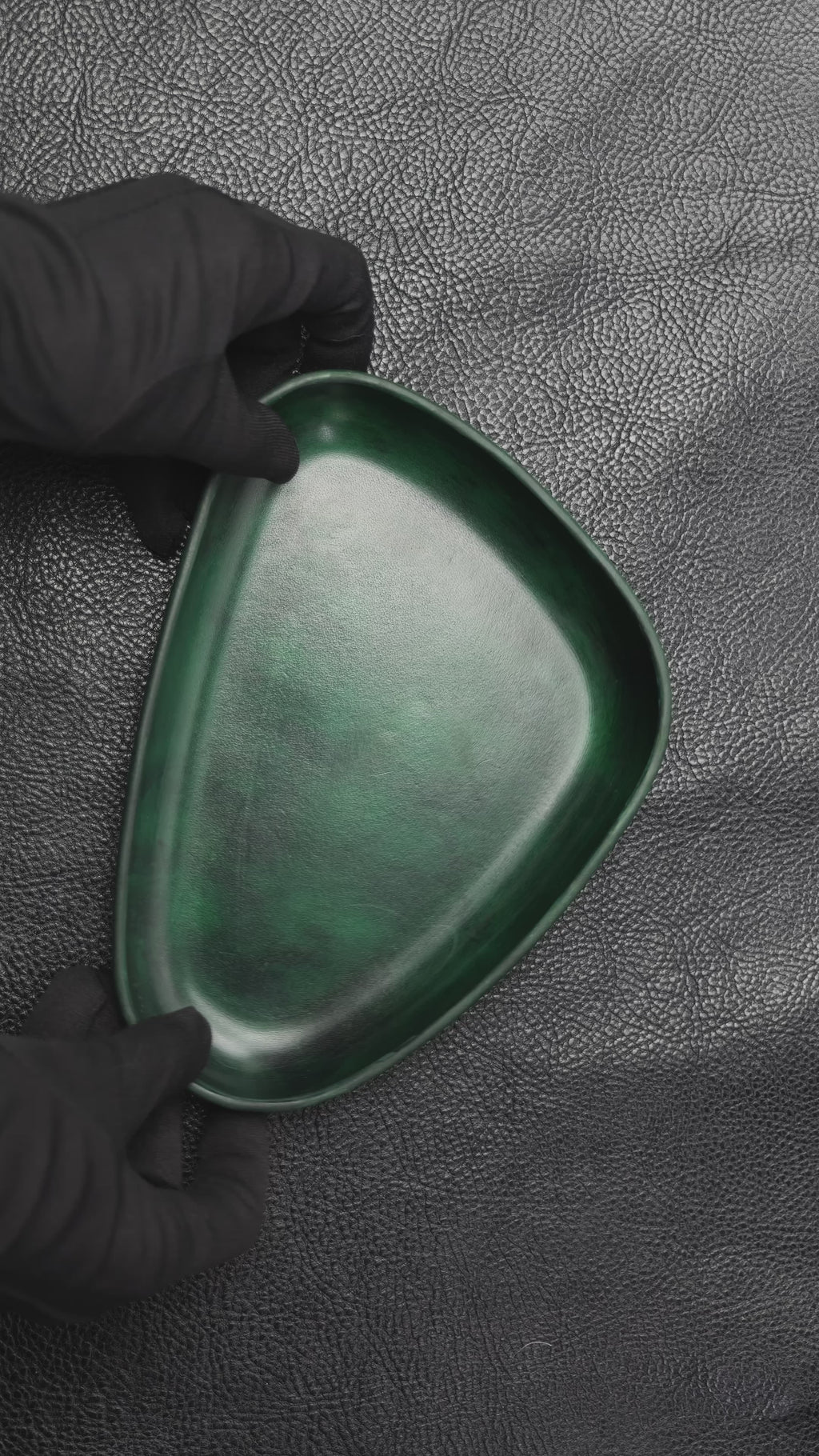 Green Leather Valet Tray | 3D Molded Italian Leather Catchall