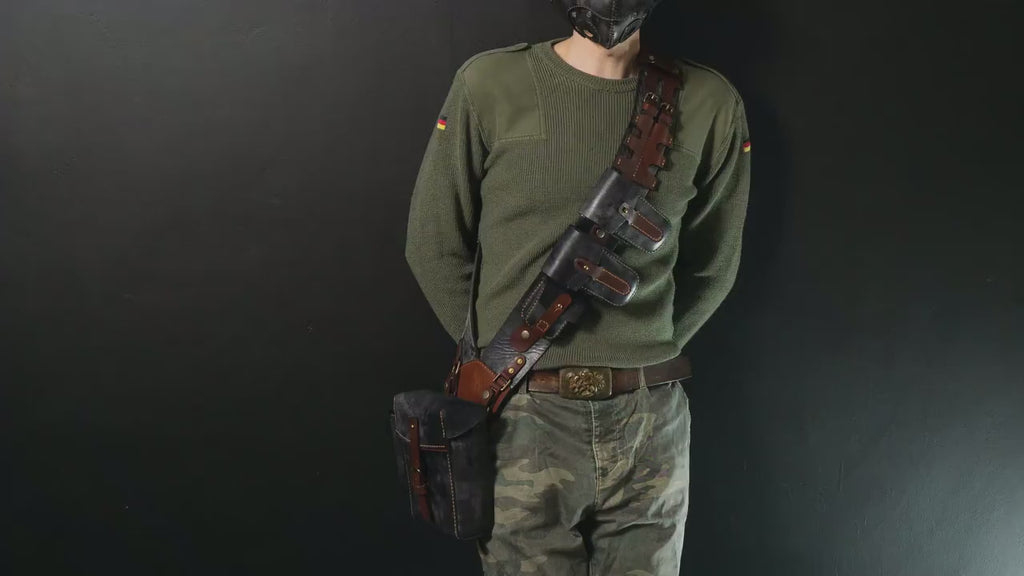 Steampunk Leather Bandolier Gray